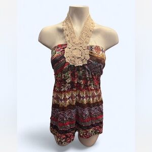 Y2K Boho Multi-color Halter Top